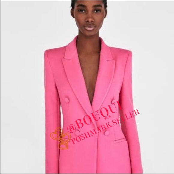 BLOGGER FAV ZARA DOUBLE BREASTED FROCK PINK BLAZER - Picture 8 of 15